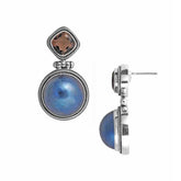 SE-2221-CO1 Sterling Silver Earring With Fresh Water Pearl, Smokey Quartz Jewelry Bali Designs Inc